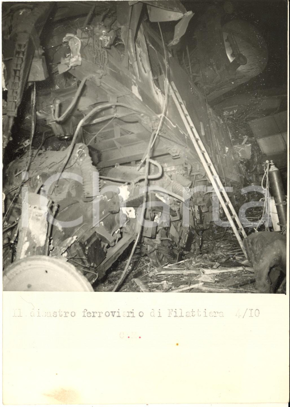1953 FILATTIERA (MS) Disastro  ferroviario - I rottami dei treni *Foto 13x18 cm