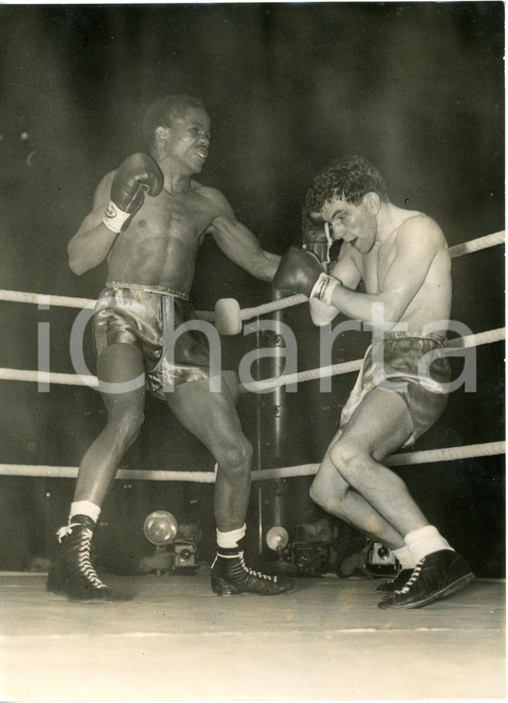 1955 LONDON - BOXE British flyweight title - Jake TULI vs Dai DOWER *Photo