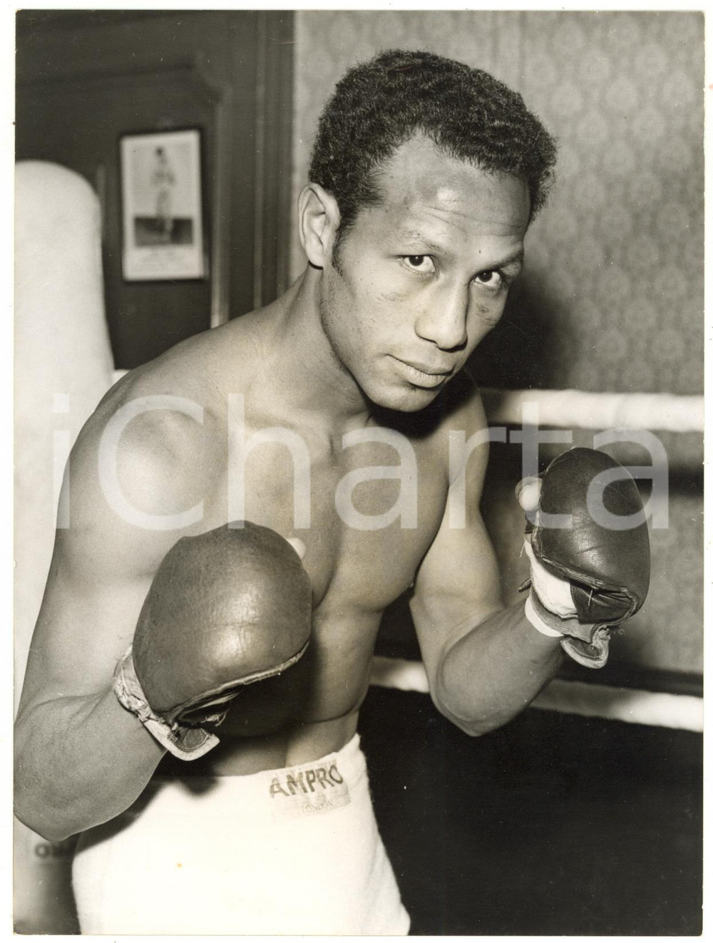 1958 LONDON - BOXE Featherweight - Percy LEWIS during his training *Photo 15x20