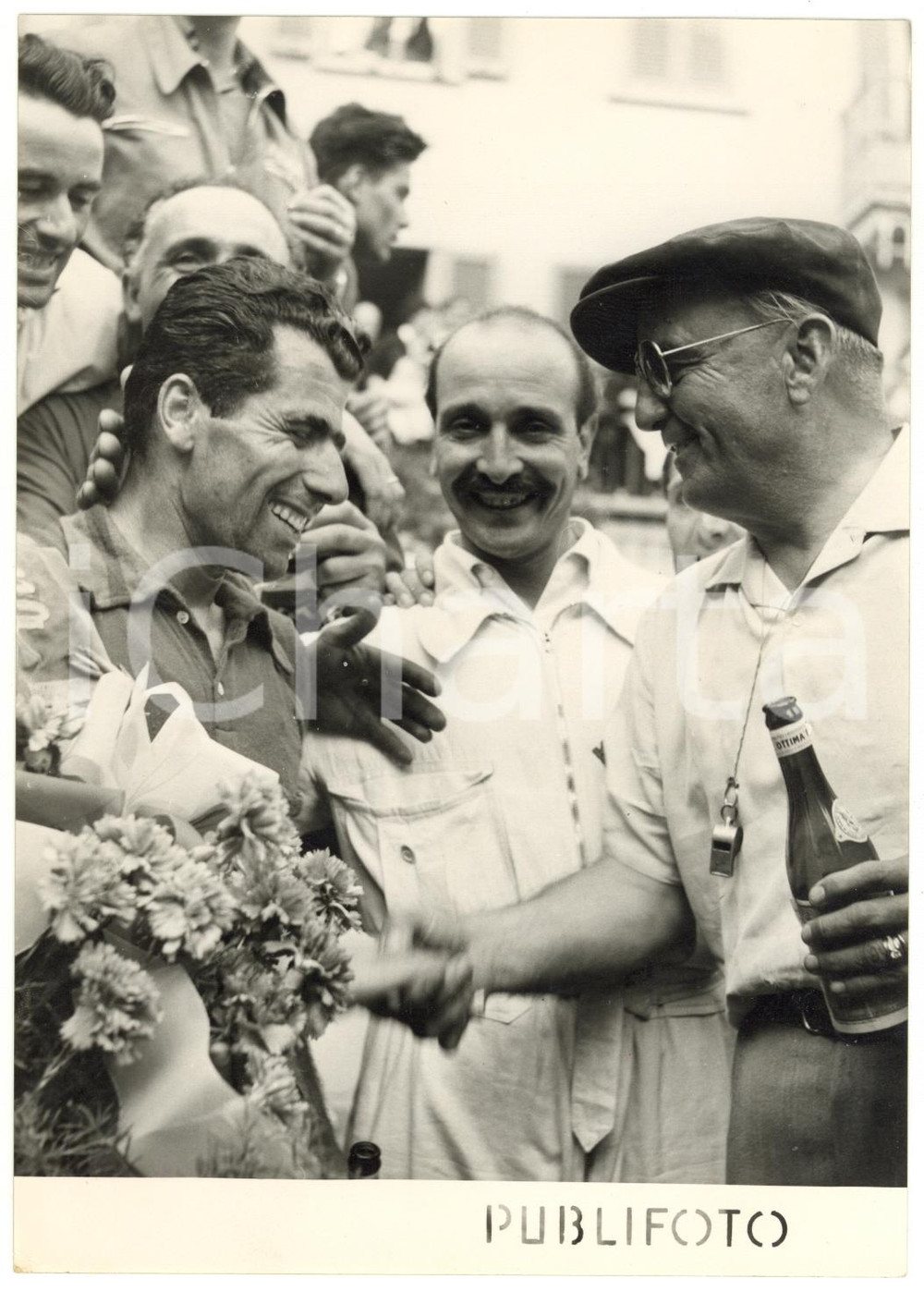 1953 GIRO D'ITALIA SAN PELLEGRINO TERME Giuseppe AMBROSINI con Nino ASSIRELLI