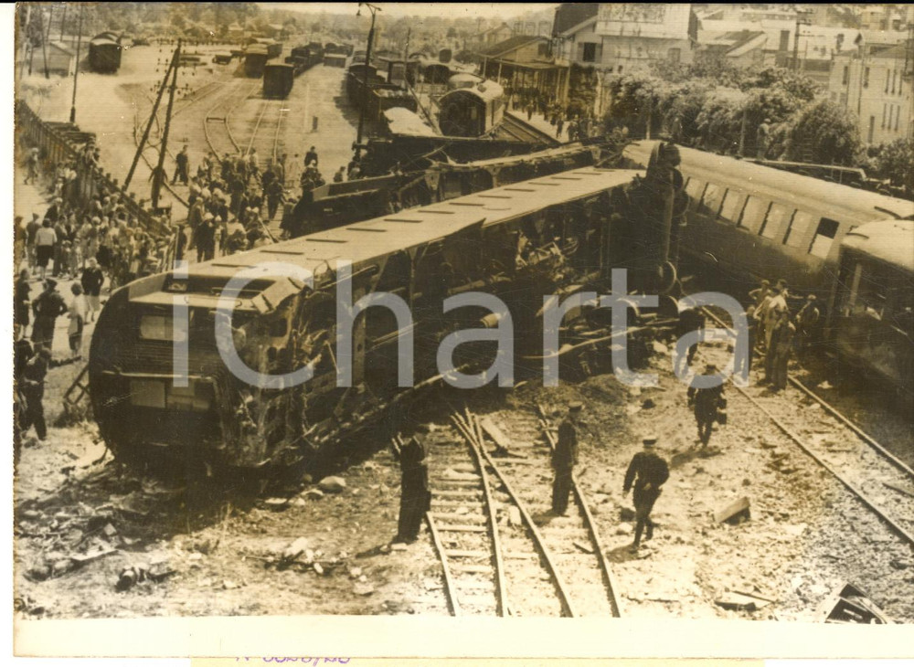 1956 FISMES Deragliamento treno PARIS-LUXEMBOURG - I soccorsi - Foto 18x13 cm
