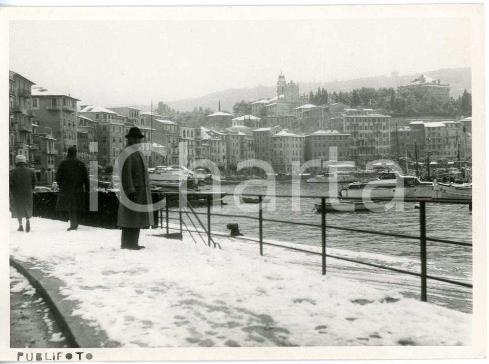 1960 SANTA MARGHERITA LIGURE (GE) Veduta del porto innevato *Foto 18x13