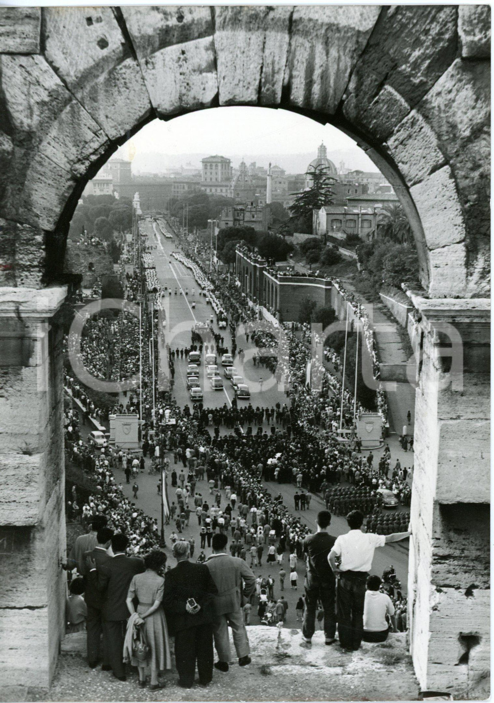 1958 ROMA Funerali Pio XII - Folla assiste al corteo funebre *Foto 13x18 cm