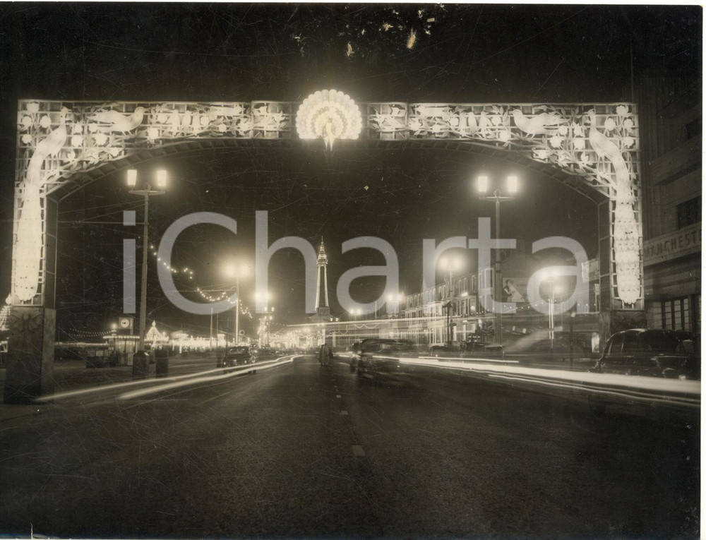 1957 BLACKPOOL An illuminated archway on the GOLDEN MILE *Photo 20x15 cm