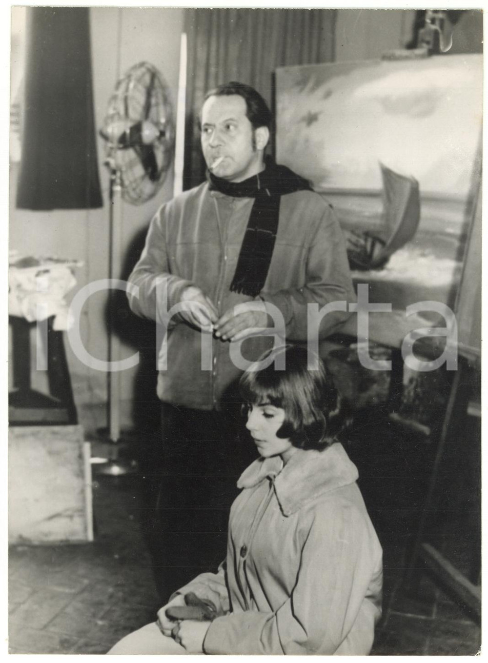 1959 FIRENZE Elisabeth COMPTON nello studio del pittore Pietro ANNIGONI *Foto