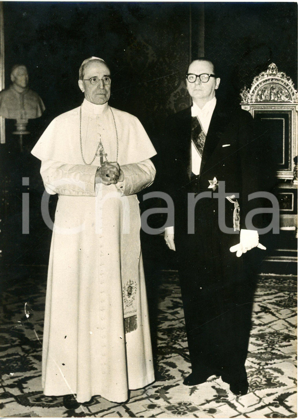 1955 ROMA Papa Pio XII riceve in udienza Heinrich VON BRENTANO DI TREMEZZO *Foto