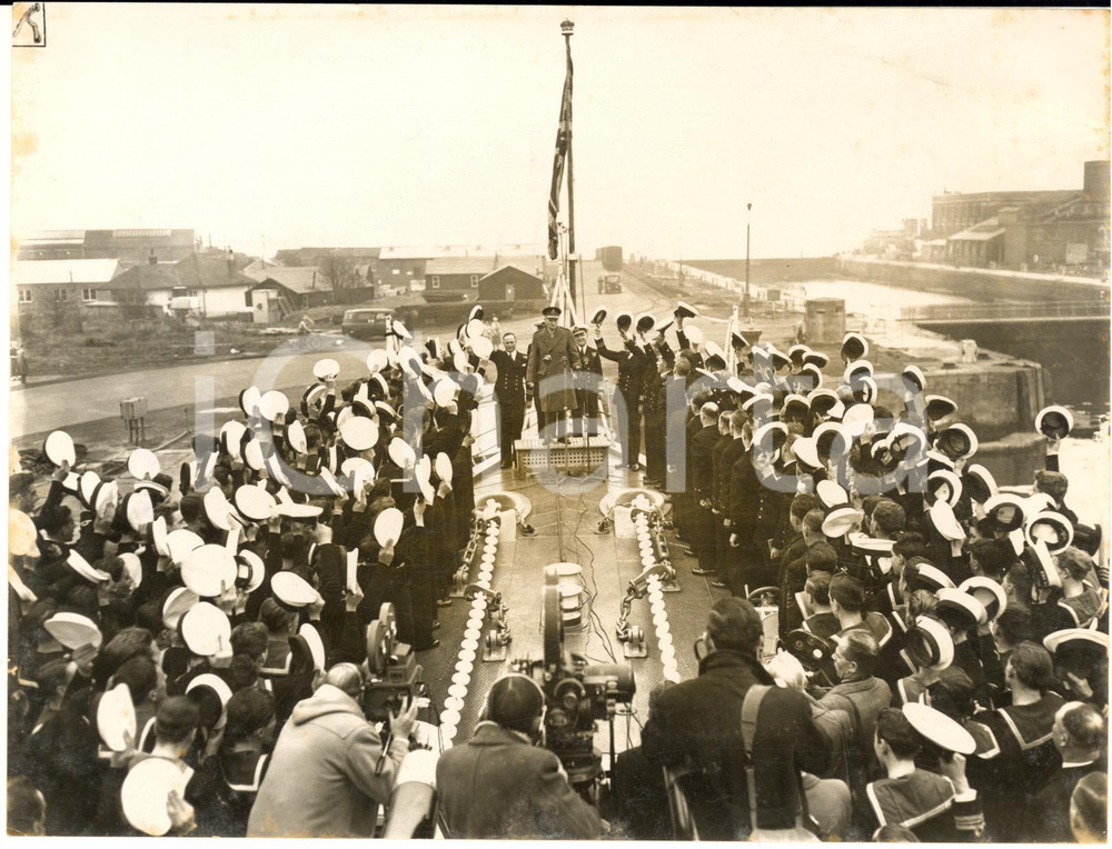 1957 CHATAM Viscount MONTGOMERY addressing the ship's company of HMS ALAMEIN