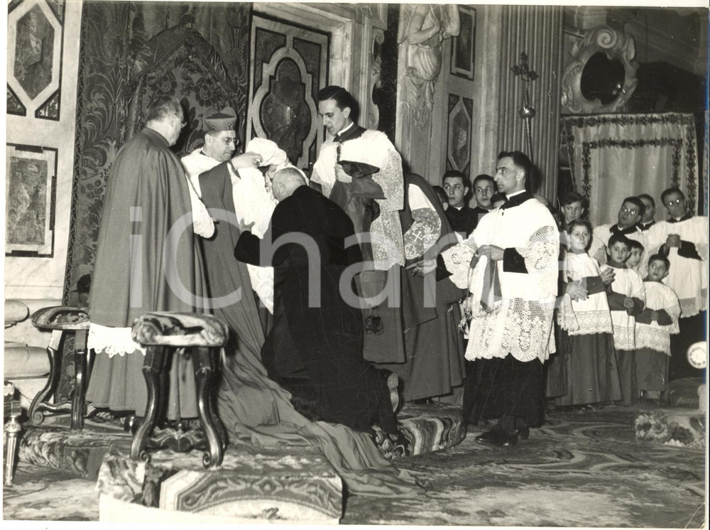 1955 GENOVA SAN SIRO Card. Giuseppe SIRI con nuovo prevosto Alfredo CAMBIASO (1)