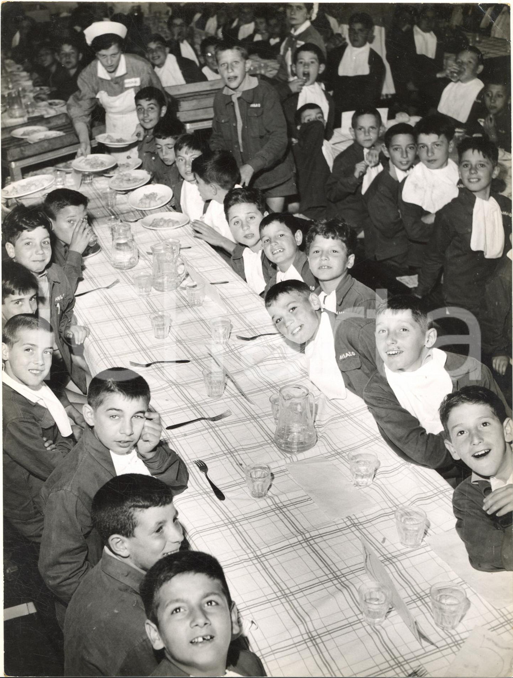 1955 CASELLA MONTEMAGGIO Colonia ANSALDO - Bambini in mensa - Foto 18x24