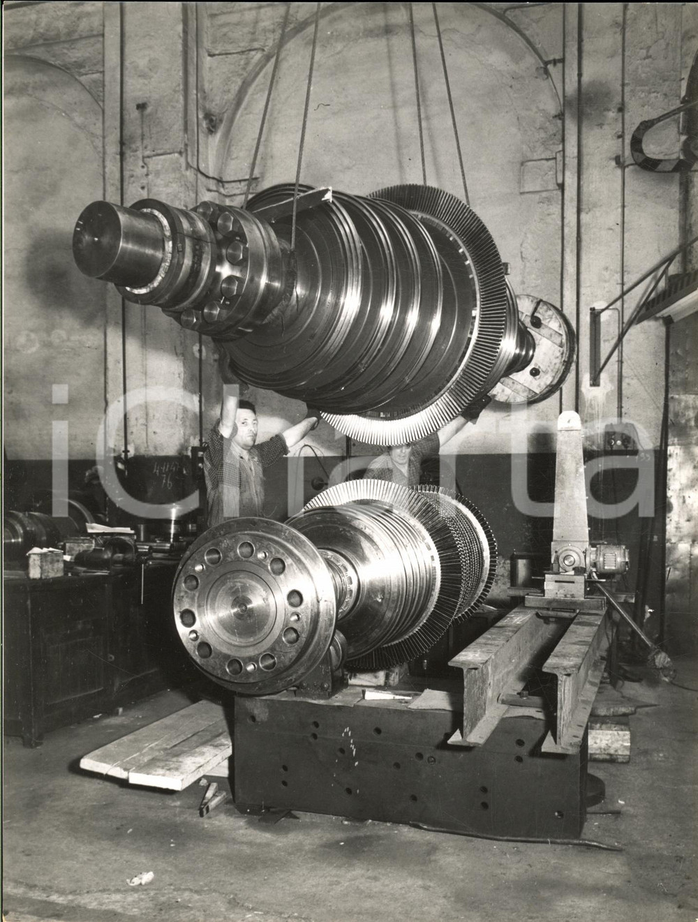 1955 GENOVA ANSALDO - Rotori e ingranaggi TURBINA DI CHIVASSO - Foto 18x24