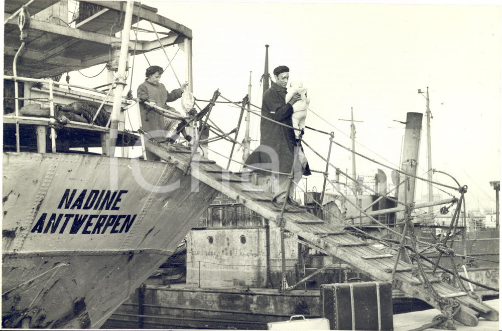 1955 ca ITALIA Sbarco di una famiglia dalla nave NADINE - ANTWERPEN - Foto