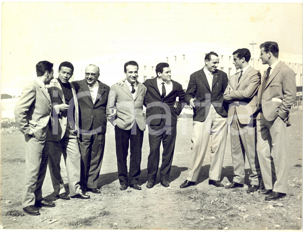 1960 ca CICLISMO ROMA Ercole BALDINI con gli azzurri - Fotografia 24x18 cm