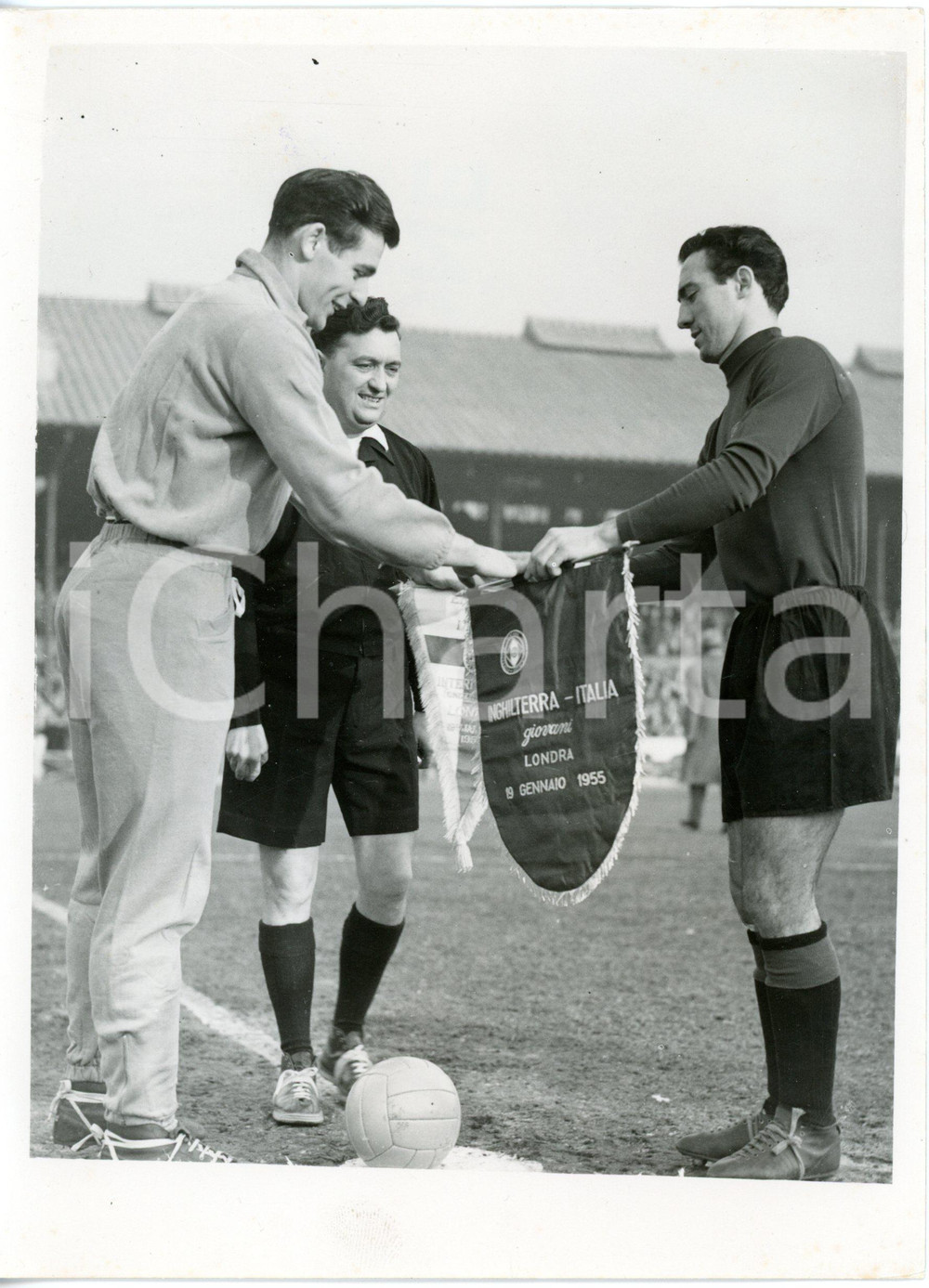 1955 LONDON FOOTBALL U21 England-Italy 5-1 - Giuseppe CORRADI Peter SILLET Photo
