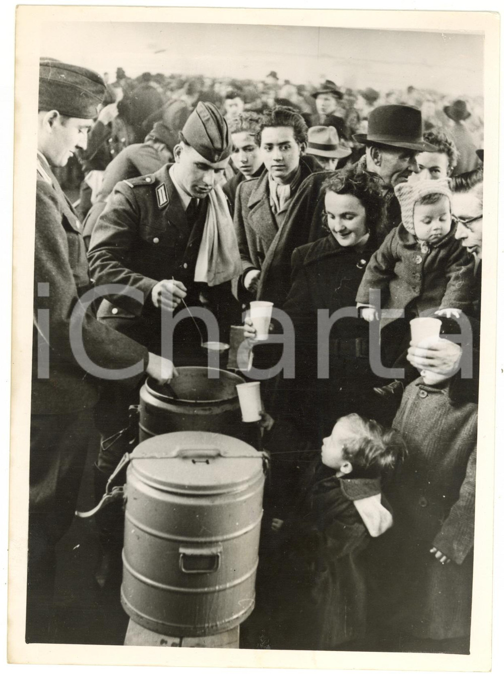 1953 WEST BERLIN Refugee Camp - Police handing out food to east-Germany refugees
