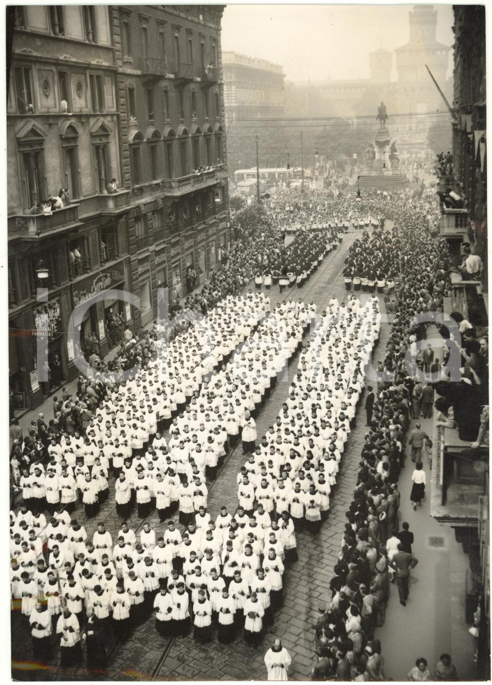 1954 MILANO Via Dante - Corteo funebre per il card. Ildefonso SCHUSTER *Foto