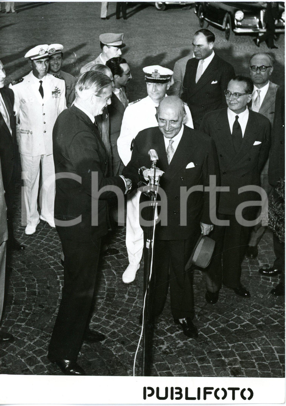 1954 ROMA Ciampino - Attilio PICCIONI accoglie Anthony EDEN *Foto 13x18
