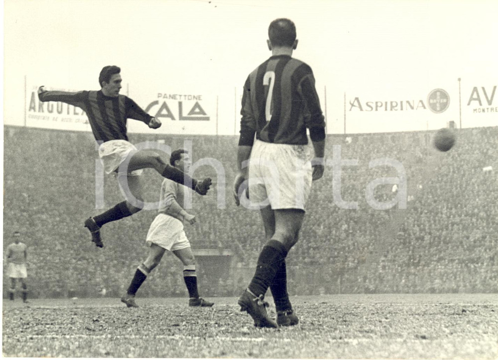 1954 CALCIO MILAN-NAPOLI 3-2 Respinta volante di Mario BERGAMASCHI *Foto 18x13