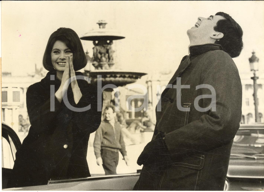 1962 Film "Il coltello nella piaga"- Anthony PERKINS Sophia LOREN ridono sul set
