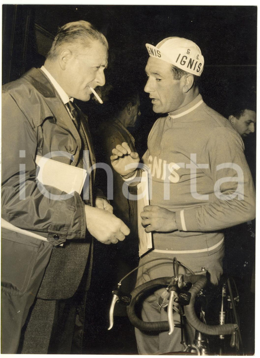 1959 CICLISMO Punzonatura MILANO-SANREMO - Alfredo BINDA con Pierino BAFFI *Foto