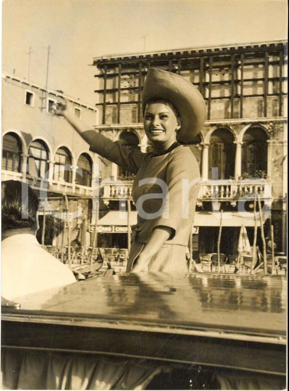 1955 ca VENEZIA Mostra del Cinema - Arrivo di Sophia LOREN *Foto 13x18 cm