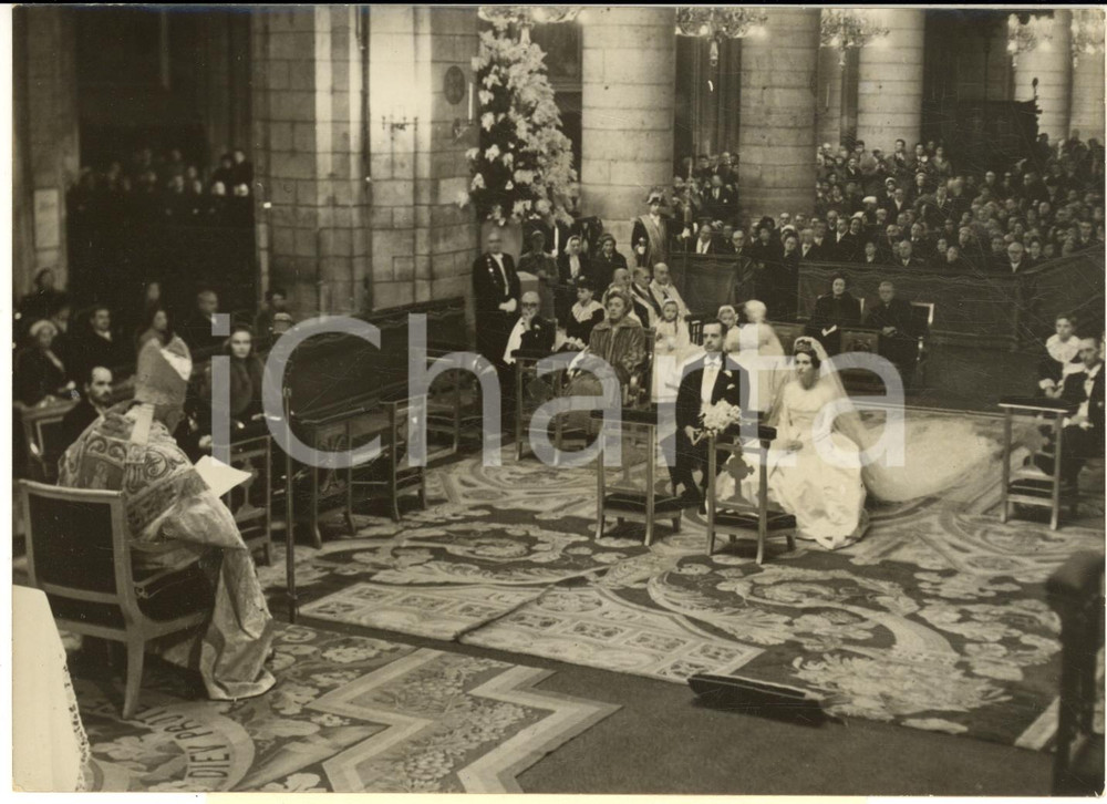 1960 PARIS Notre-Dame - Nozze Edouard LOBKOWICZ Francesca BORBONE-PARMA *Foto