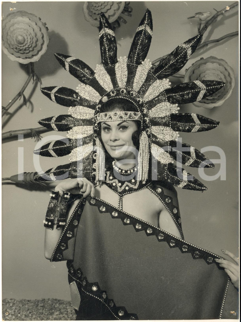 1960 LONDON Noelle CHRISTY wears head-dress as "Princess Minehaha" *Photo