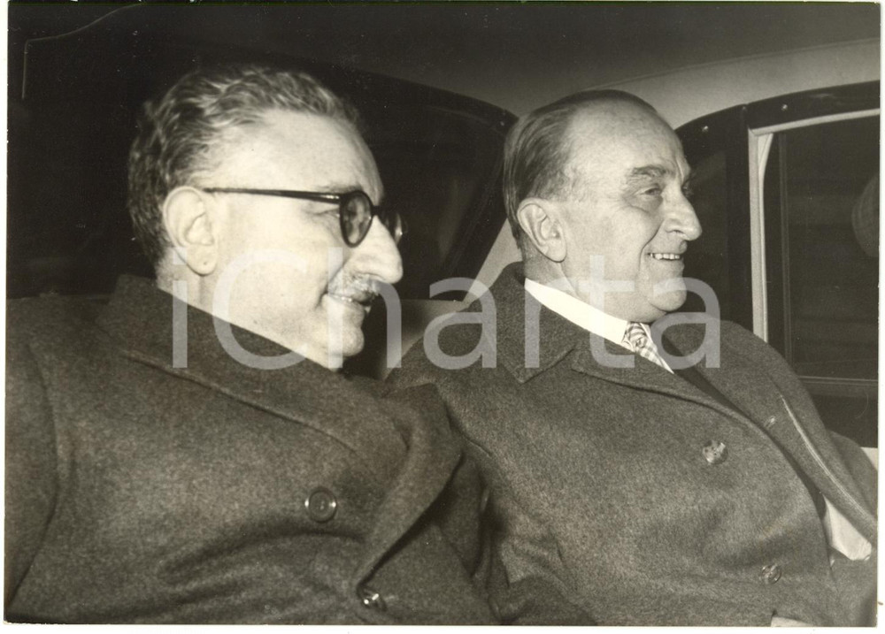 1959 ROMA Crisi ministeriale - Giovanni LEONE e Cesare MERZAGORA in auto *Foto