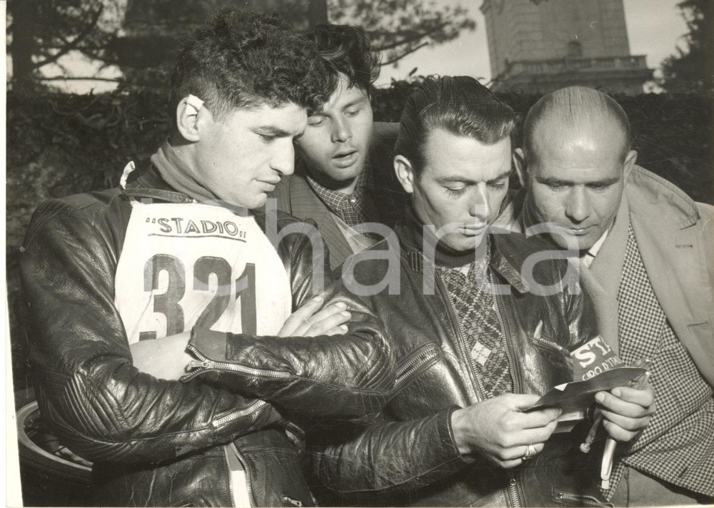 1954 MOTOCICLISMO VERBANIA Tarquinio PROVINI Remo VENTURI al MOTOGIRO D'ITALIA