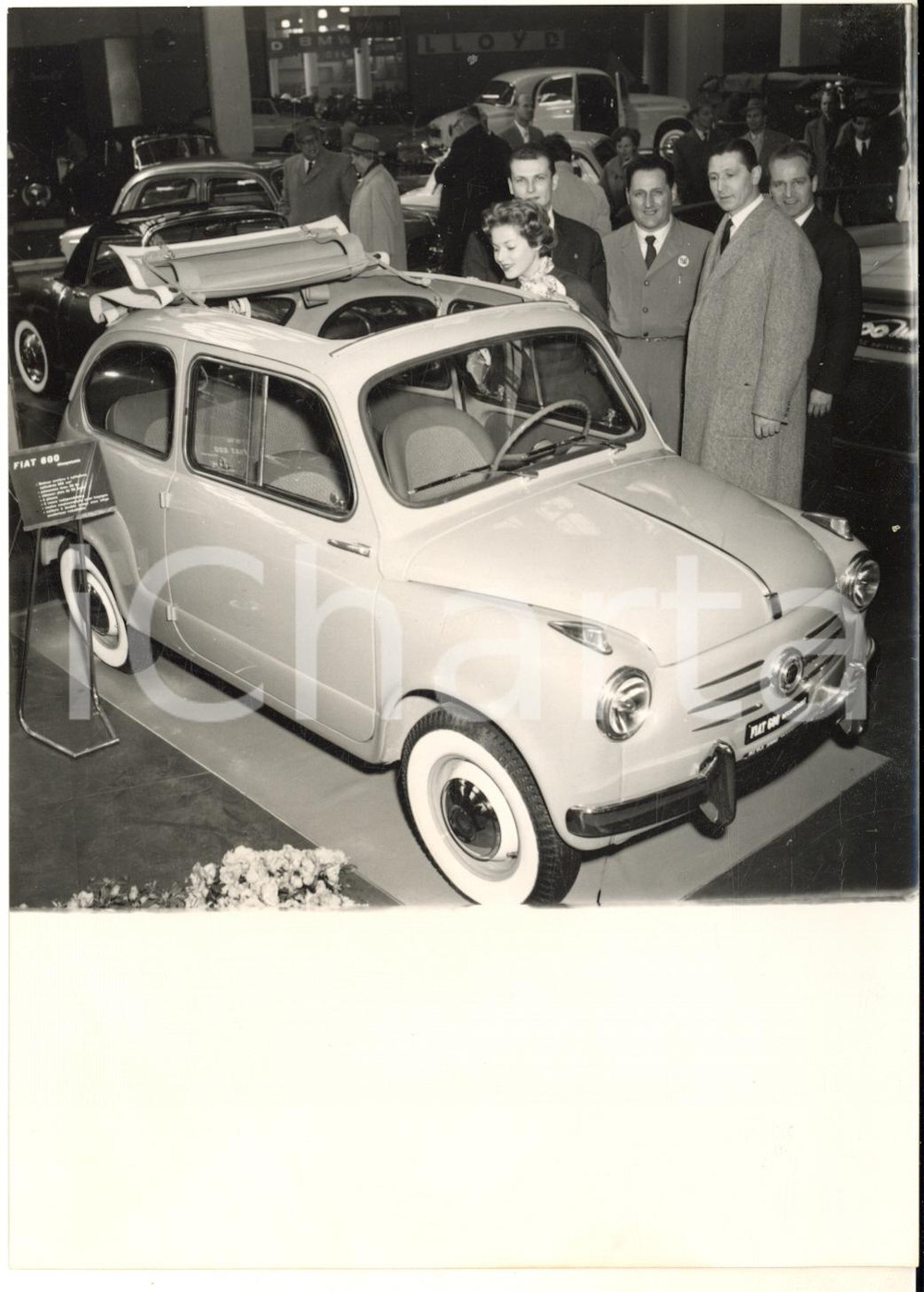 1956 GINEVRA Salone dell'Auto - La nuova FIAT 600 decappottabile *Foto 13x18 cm