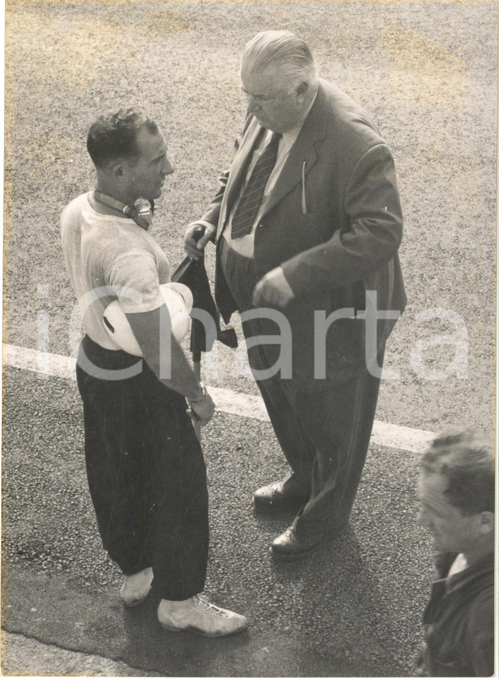 1955 MONZA F1 Prove Gp - Stirling MOSS con Alfred NEUBAUER direttore MERCEDES