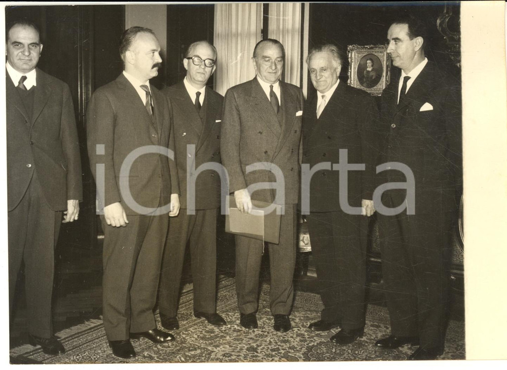 1959 ROMA Cesare MERZAGORA riceve Giacomo FERRARI sindaco di Parma *Foto