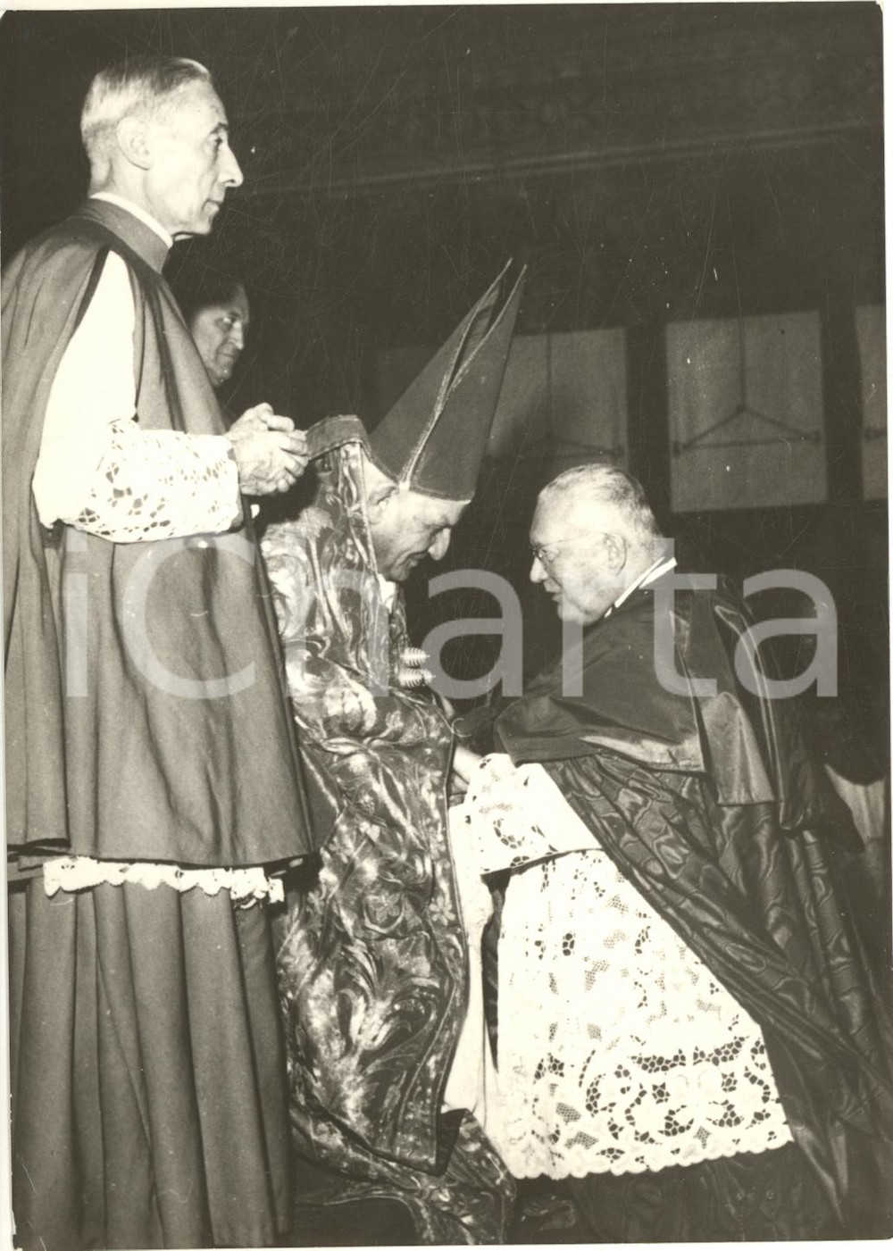 1958 ROMA Card. Maurice FELTIN presta obbedienza a papa Giovanni XXIII *Foto