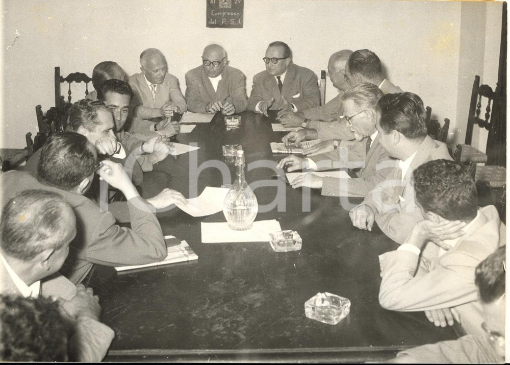 1956 ROMA Direzione PSI - Incontro leader socialisti Pietro NENNI Pierre COMMIN