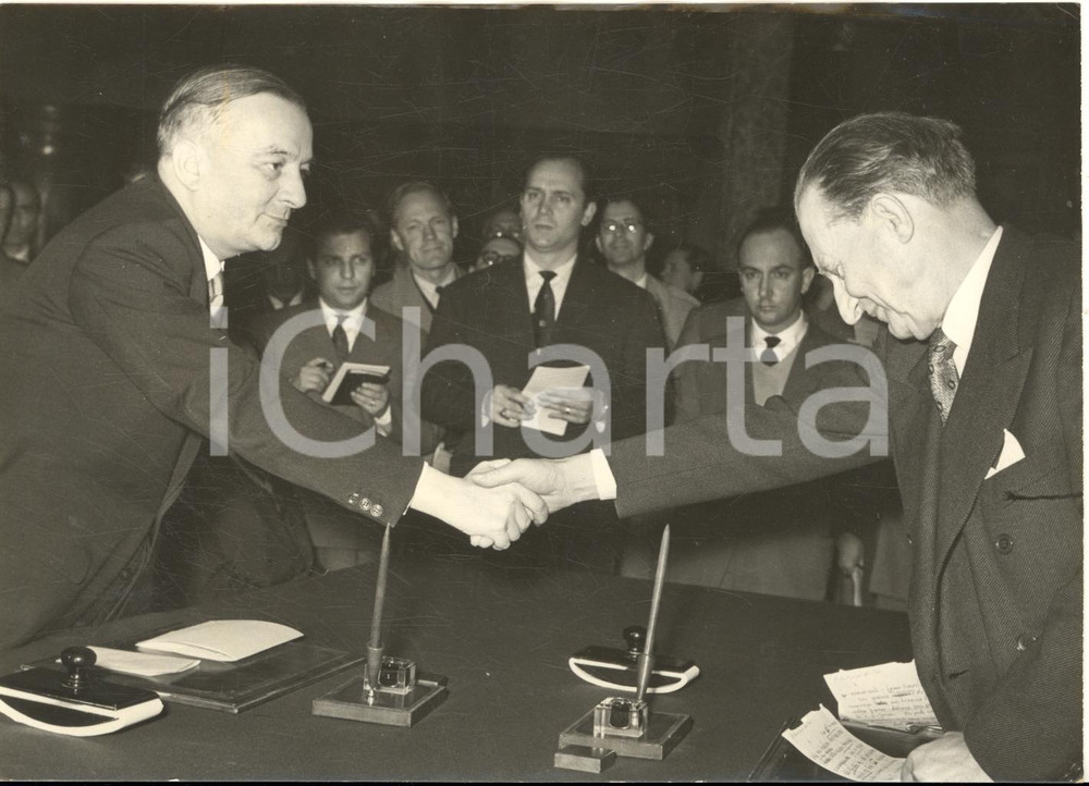 1953 ROMA Accordo italo-francese - Georges BIDAULT e Alcide DE GASPERI *Foto