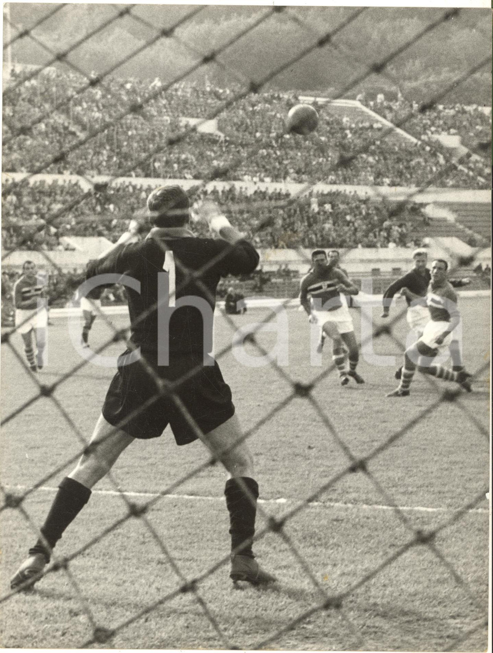 1959 CALCIO Serie A ROMA-SAMPDORIA 1-0 Tiro alto di Arne SELMOSSON Foto 18x24