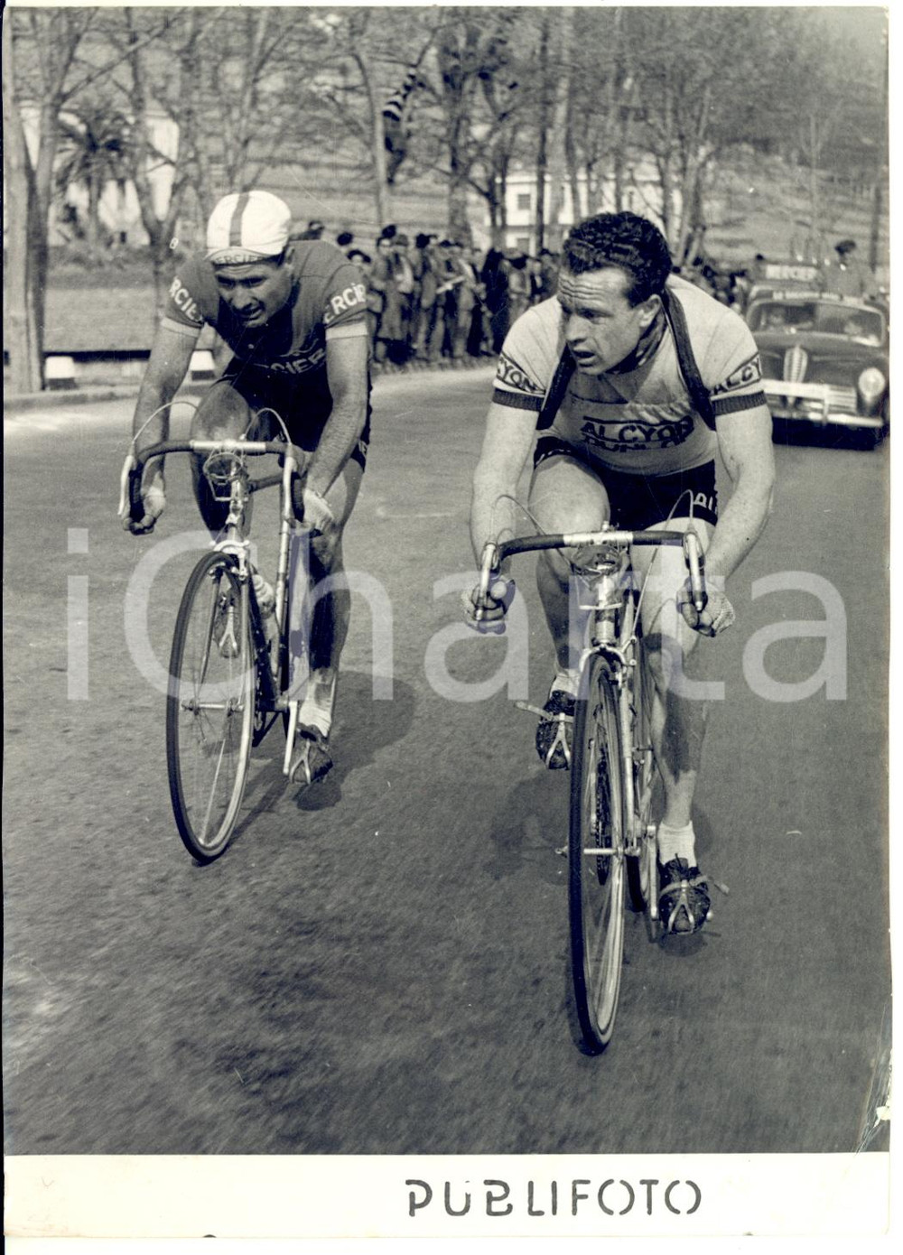 1955 CICLISMO MILANO-SANREMO Germain DERIJCKE Bernard GAUTHIER in fuga *Foto