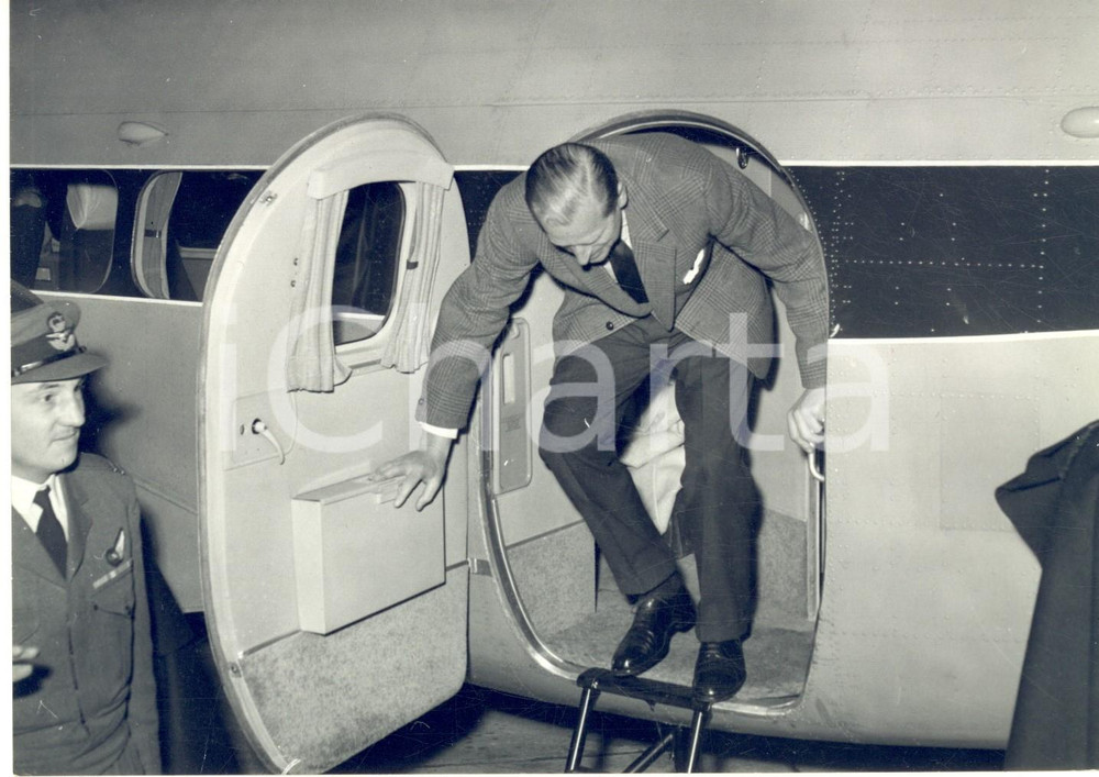 1960 TORINO Caselle - Arrivo del principe FILIPPO di Edimburgo *Foto 18x13