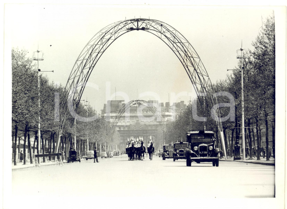 1953 LONDON Horse Guards pass the arches newly erected for the Coronation Day