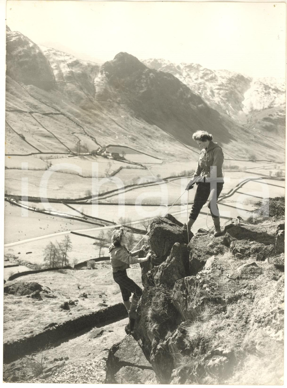 1958 LANGDALE PIKE Young women Jenny CLENCH and Betty WATTS climbing *Photo