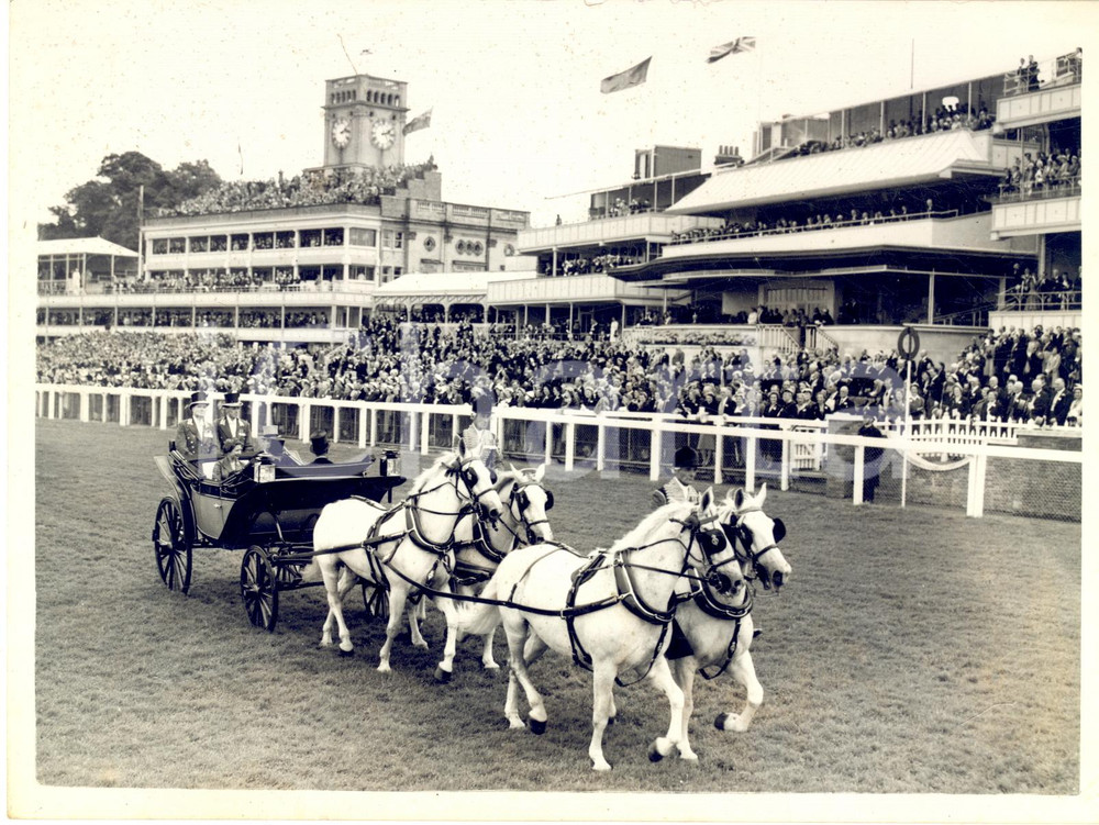 1953 ROYAL ASCOT The Queen and the Duke of Edinburgh drive down the course *Photo