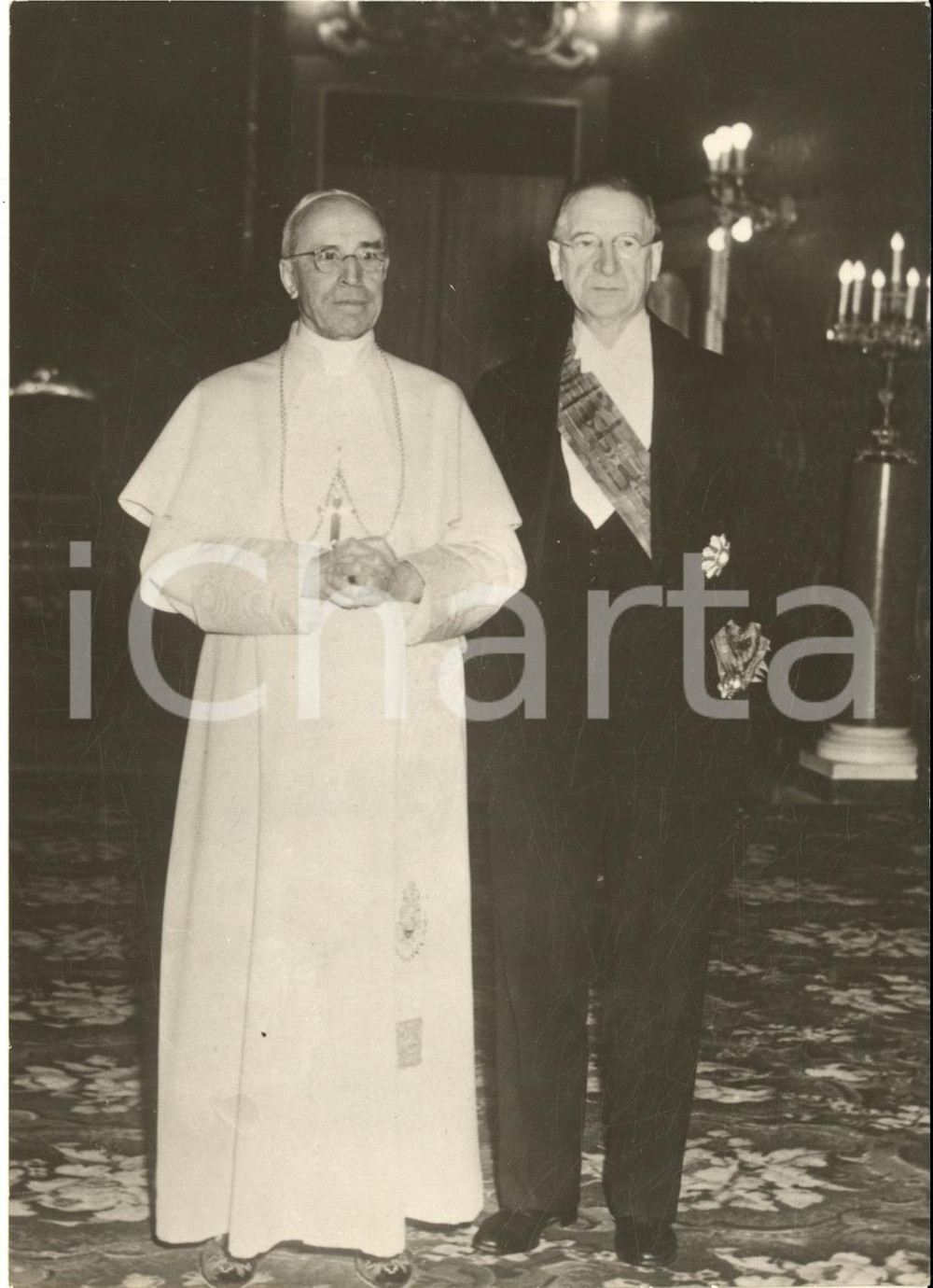 1957 CASTEL GANDOLFO Papa Pio XII riceve Eamon DE VALERA premier d'Irlanda *Foto