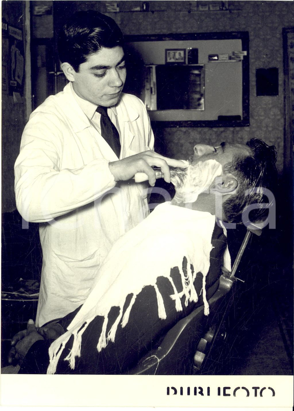 1955 POZZUOLI Sfida tra barbieri - Salvatore BALSAMO in gara *Foto 13x18 cm