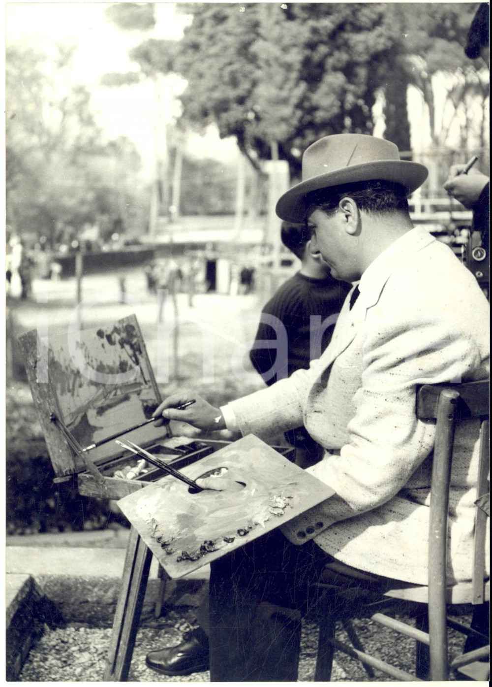 1958 ROMA Concorso Ippico - Pittore Antonio PRIVITERA al lavoro *Foto 13x18