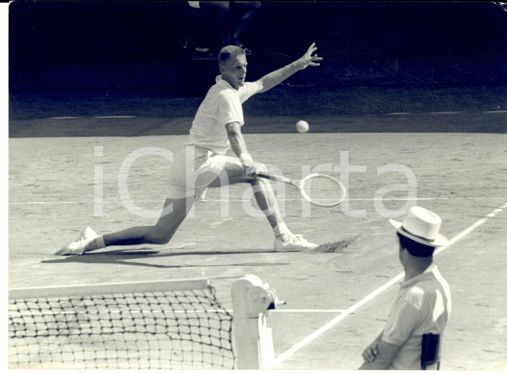 1961 MILANO TENNIS Finale Coppa Davis - Ulf SCHIMDT in azione *Foto 18x13