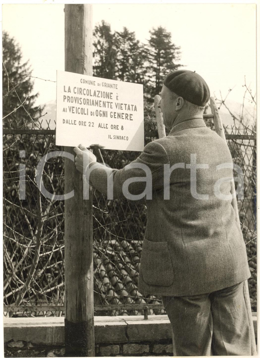1957 GRIANTE Cartelli di divieto durante il soggiorno di Konrad ADENAUER *Foto