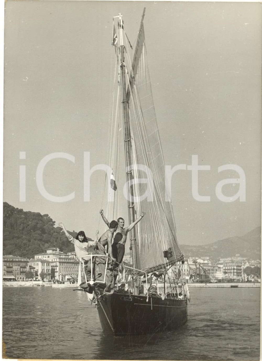 1959 NICE Départ cotre SEMOK pour les anciens ports de Phénicie - Photo 13x18 cm