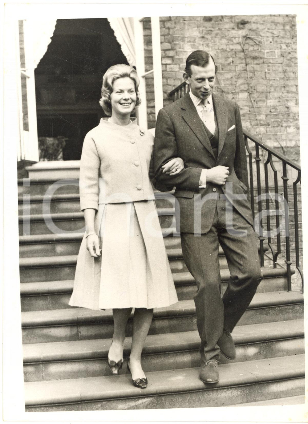 1961 LONDON Edward DUKE OF KENT with his fiancee Katharine WORSLEY *Photo 15x20