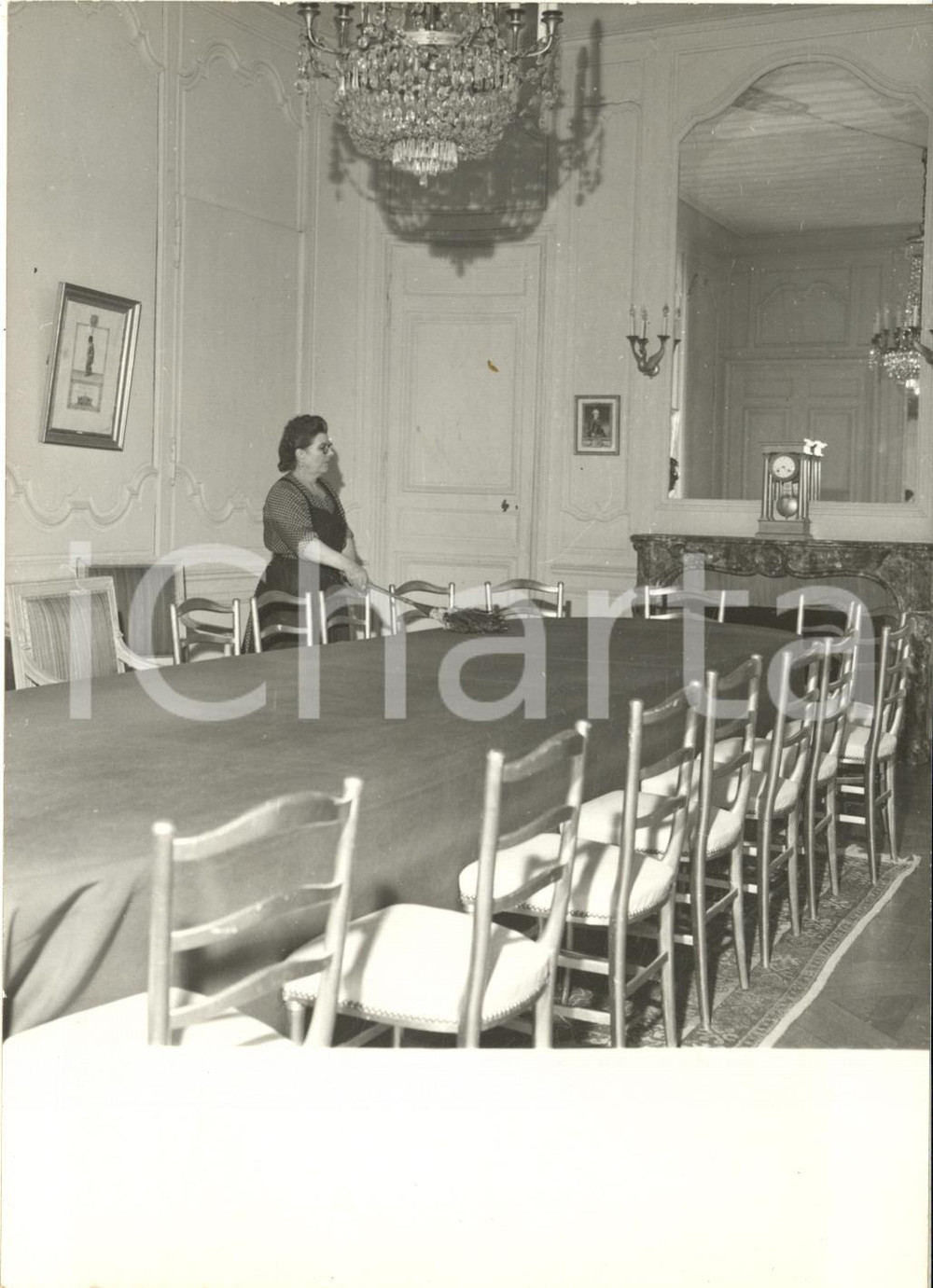 1959 Château de RAMBOUILLET Préparatifs de la salle pour Dwight EISENHOWER