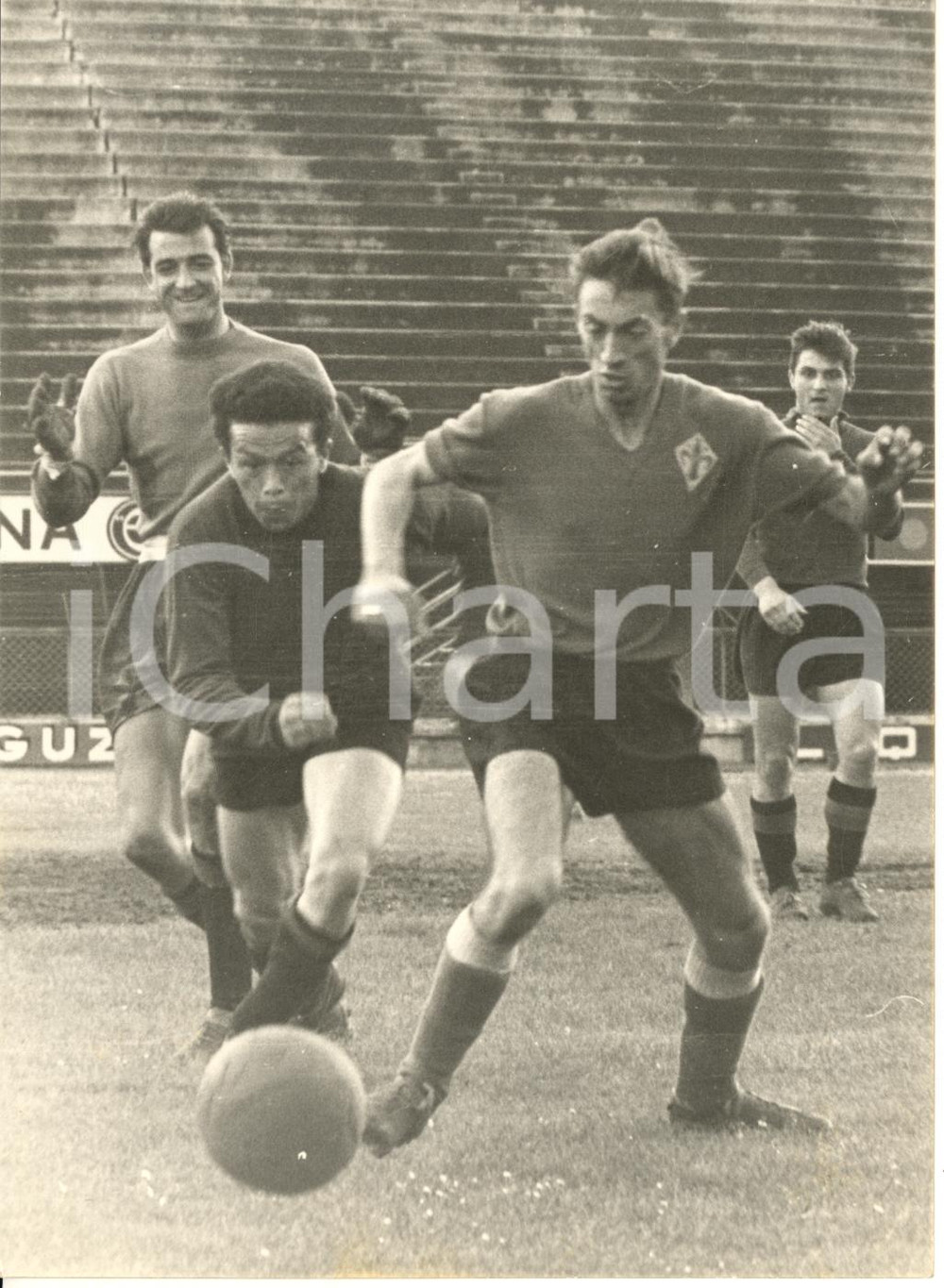 1955 ca CALCIO FIORENTINA-LAZIO Miguel MONTUORI tira di lato - Foto 18x13 cm