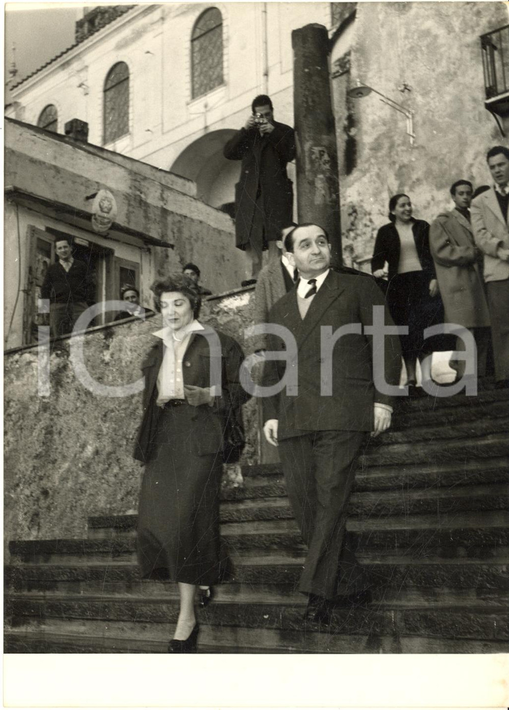 1955 POSITANO Pierre MENDÈS FRANCE a passeggio con la moglie Lily - Foto 13x18
